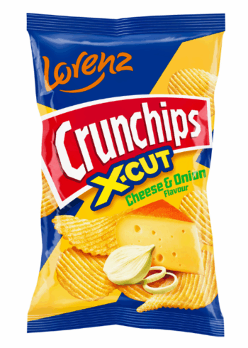 CRUNCHIPS X-CUT kartulikrõpsud juustu ja sibulaga 130g